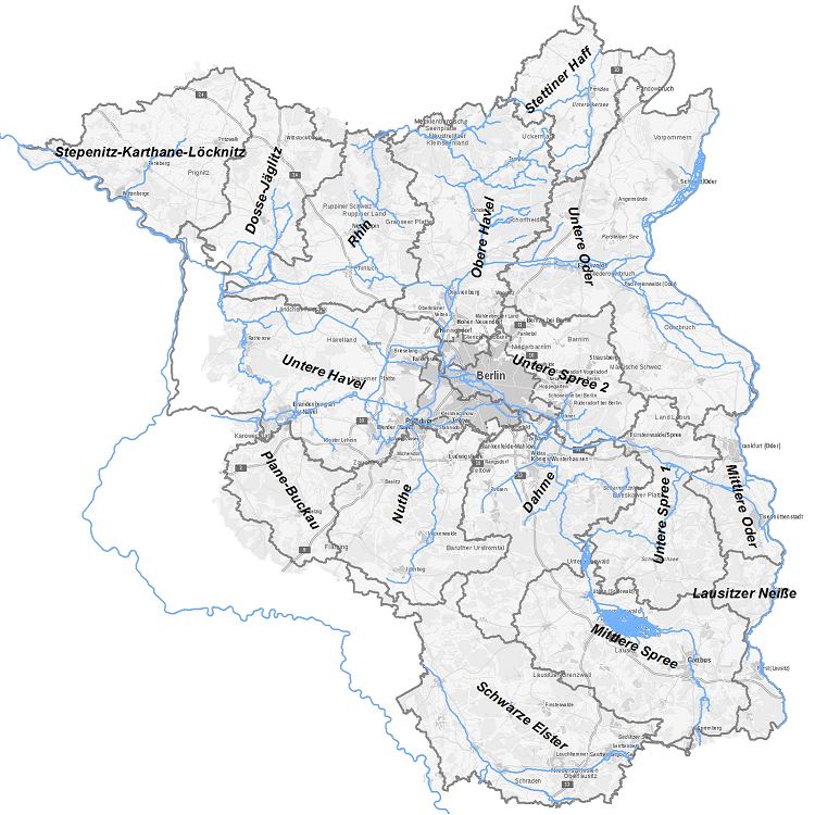 Karte Planungsstand Umsetzung Landesniedrigwasserkonzept in den Flussgebieten