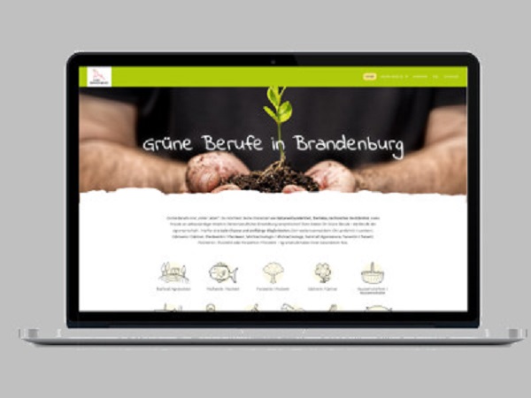 Screenshot der Website Grüne Berufe in Brandenburg.