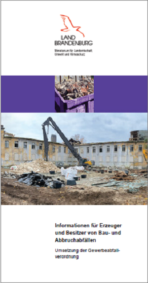 Titelseite zum Faltblatt Informationen für Erzeuger und Besitzer von Bau- und Abbruchabfällen