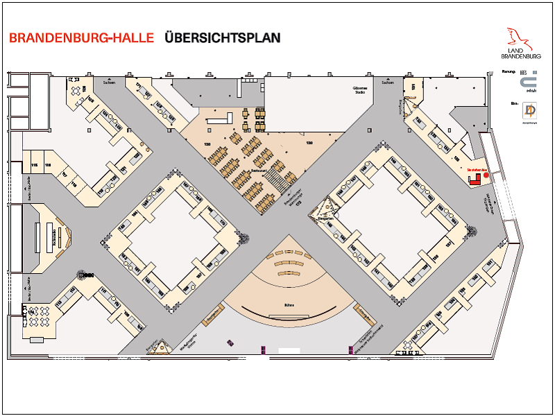 Übersichtsplan der Brandenburg-Halle zur Grünen Woche 2025